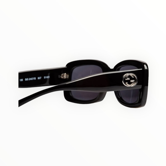 RARE ?AUTH GUCCI MOD VINTAGE 2407 S SUNGLASSES black rectangle Square Guccisima main image 12